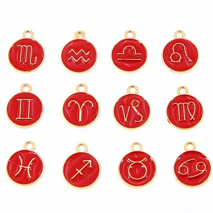 multiple color (12 Pieces/Set) Metal Alloy 8 Colors Enamel Zodiac Signs Charms Pendant Diy Hand Made Jewelry Accessories