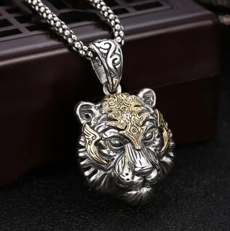 High Quality Fashion Creative Tiger Head Domineering Pendant Mature Man Personality Beast Zodiac Necklace Birthday Gift