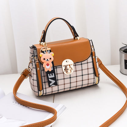 OkoLive SB0046 Korean New Fashion Women School Cute Litter Bear PU Leather Waterproof Handbag Simple Women&#39;s Shoulder Bag