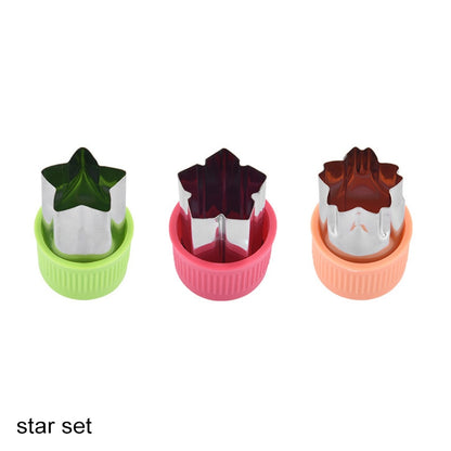 Star Heart Shape Vegetables Cutter Plastic Handle 3Pcs Portable Cook Tools Stainless Steel Fruit Cutting Die Kitchen Gadgets