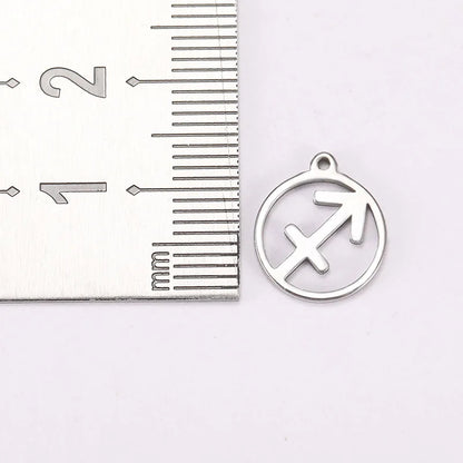 Teamer 12pcs Zodiac Floating Charms Stainless Steel Gemini Aries Libra Taurus Twelve Constellation Pendant  for Jewelry Making