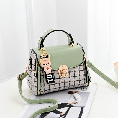 OkoLive SB0046 Korean New Fashion Women School Cute Litter Bear PU Leather Waterproof Handbag Simple Women&#39;s Shoulder Bag