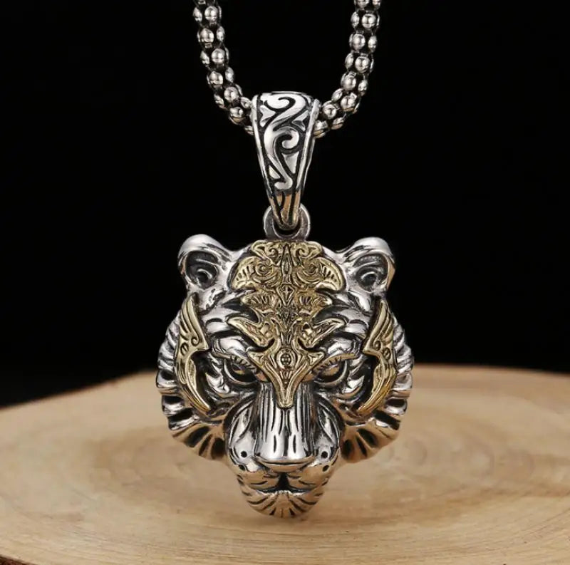 High Quality Fashion Creative Tiger Head Domineering Pendant Mature Man Personality Beast Zodiac Necklace Birthday Gift