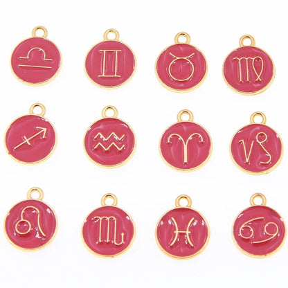 multiple color (12 Pieces/Set) Metal Alloy 8 Colors Enamel Zodiac Signs Charms Pendant Diy Hand Made Jewelry Accessories