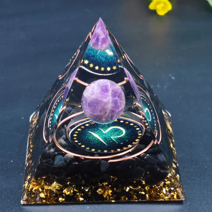 12 Zodiacs Orgone Pyramid 5cm Horoscope Healing Natural Crystal Stone Chakra Reiki Orgonite Gemstones Birthday Constellation