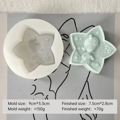 Twelve Horoscope Scented Candle Silicone Mold DIY Pentagram Constellation Aries Leo Gypsum Resin Handmade Soap Mould