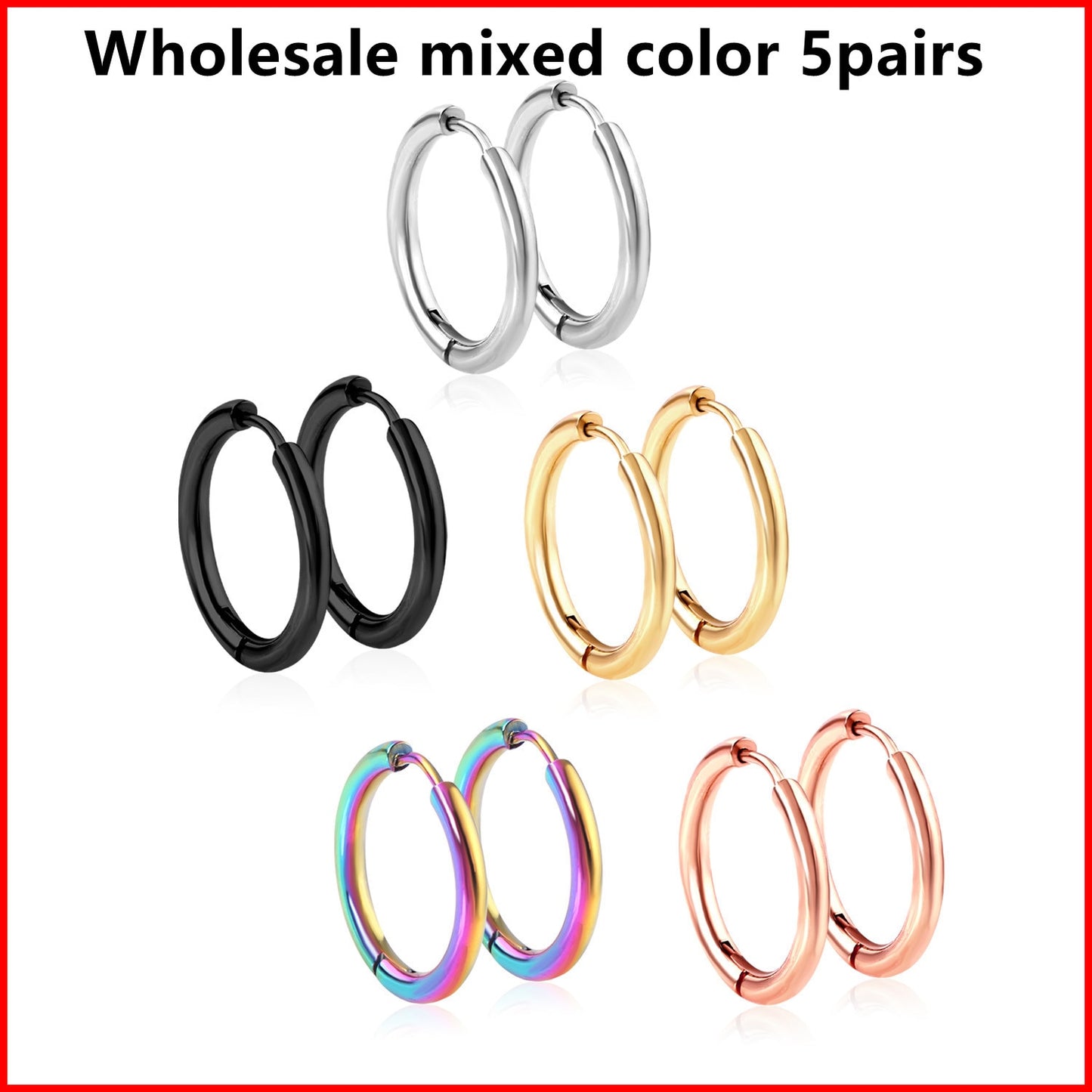 LUXUSTEEL 1Pairs/2Pcs Small Hoop Earrings Women Men Silver Color Stainles Steel Round Circle Pendientes Mujer 2023 Anti-allergy