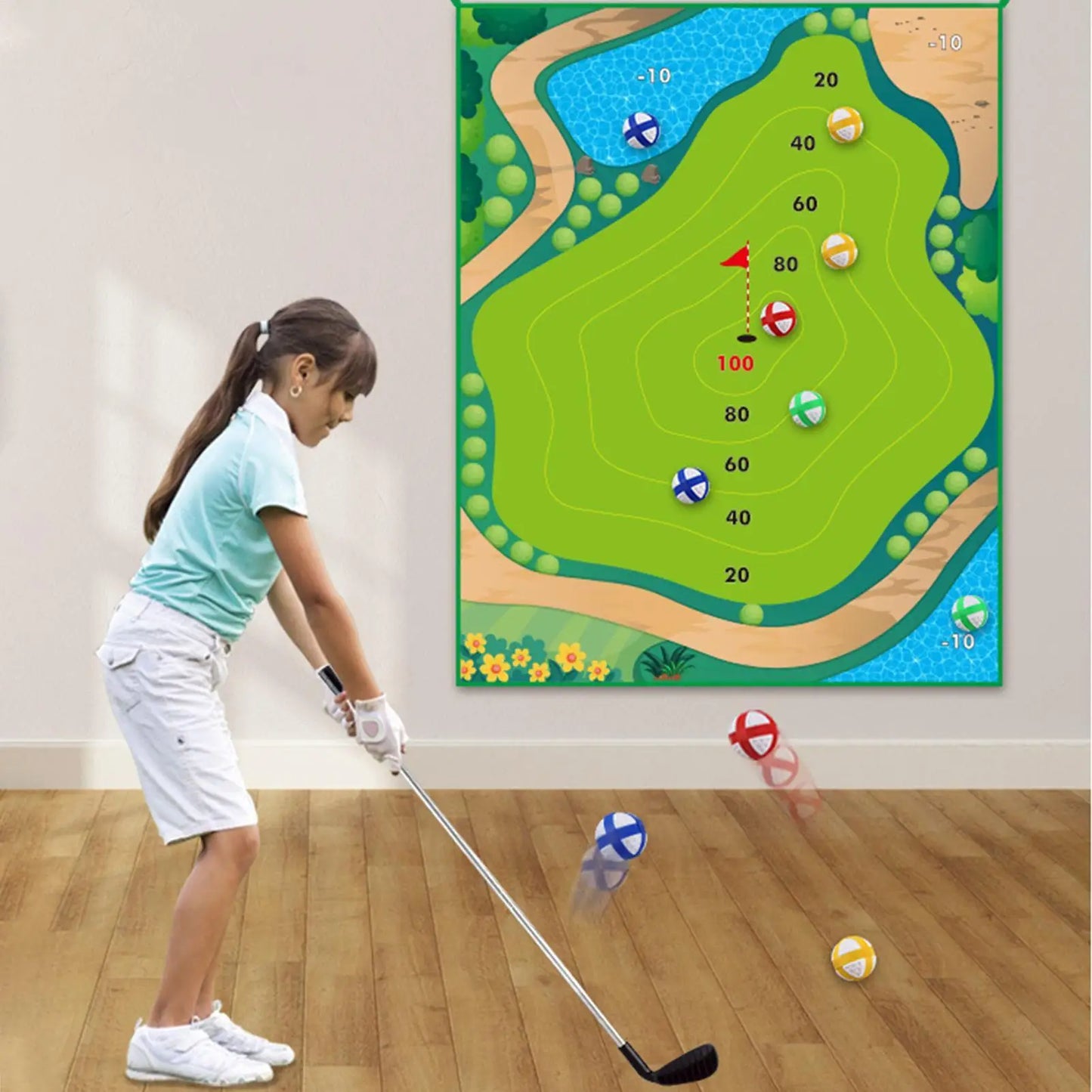Golf Chipping Game Golf Chipping Battle Game With Hitting Mat Sticky Practice Mat With Club Putting Green Training Equipment For