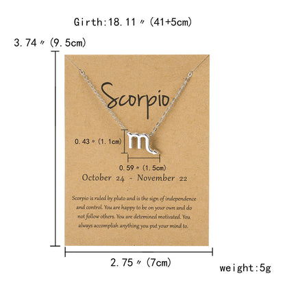 12 Horoscope Silver Color Pendant Necklace for Men Women Taurus Aries Leo Pisces Virgo 12 Constellations Jewelry Holiday Gifts