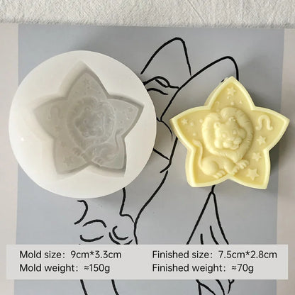 Twelve Horoscope Scented Candle Silicone Mold DIY Pentagram Constellation Aries Leo Gypsum Resin Handmade Soap Mould