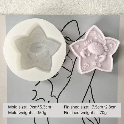 Twelve Horoscope Scented Candle Silicone Mold DIY Pentagram Constellation Aries Leo Gypsum Resin Handmade Soap Mould
