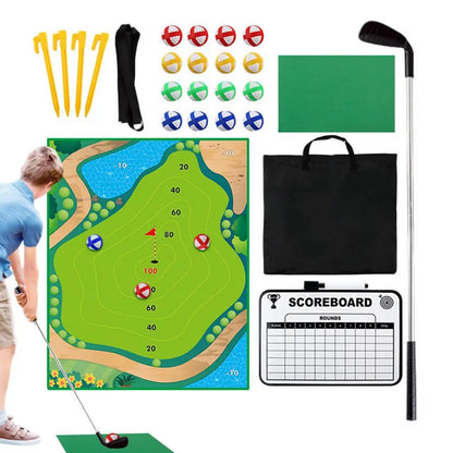 Golf Chipping Game Golf Chipping Battle Game With Hitting Mat Sticky Practice Mat With Club Putting Green Training Equipment For