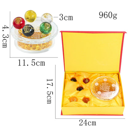 Feng Shui Five Element Wealth Figurine Collectibles Lucky Fortune Prosperity Crystal Ingot glass Craft Paperweight Home Decor
