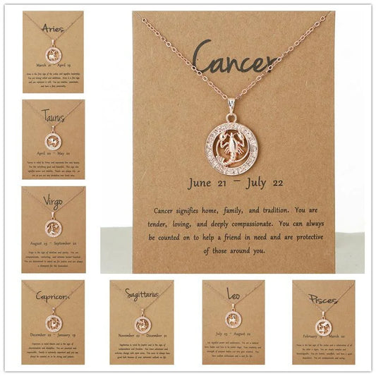 12 Zodiac Sign Constellations Pendants Necklaces for Women Men Birthday Gifts Capricorn Cancer Leo Necklace Jewelry Collares