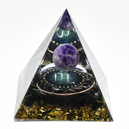 12 Zodiacs Orgone Pyramid 5cm Horoscope Healing Natural Crystal Stone Chakra Reiki Orgonite Gemstones Birthday Constellation