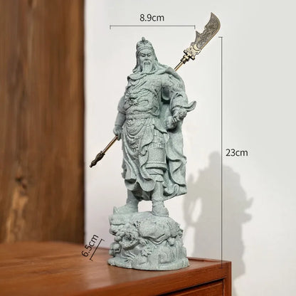 Fortune Statue Sculpture Guan Yu Collectible Figurine Feng Shui Stone Carving Living Room Entrance Porch Desk Office Decoration