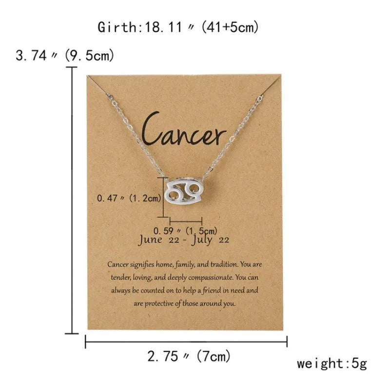 12 Horoscope Silver Color Pendant Necklace for Men Women Taurus Aries Leo Pisces Virgo 12 Constellations Jewelry Holiday Gifts