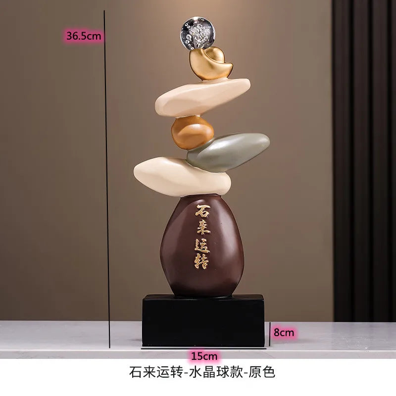 Feng Shui Stone Resin Sculpture, Modern Art Stone Carving Model, Desktop Decoration, Home Garden Decoration Crafts, Gifts