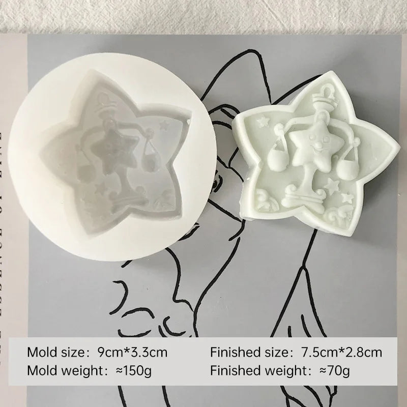 Twelve Horoscope Scented Candle Silicone Mold DIY Pentagram Constellation Aries Leo Gypsum Resin Handmade Soap Mould