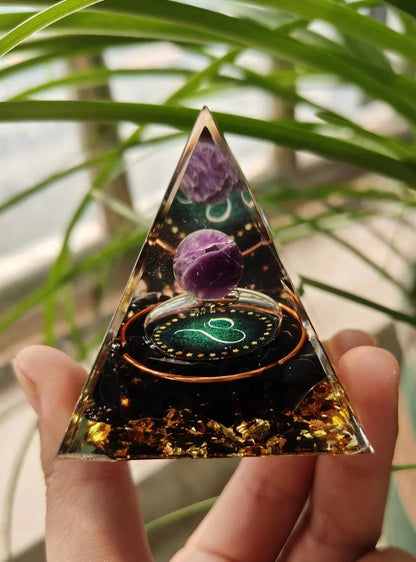 12 Zodiac Orgone Pyramid 5cm Horoscope Healing Natural Crystal Stone Ornaments Chakra Reiki Orgonite Gemstones Birthday Gifts