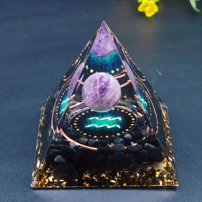 12 Zodiacs Orgone Pyramid 5cm Horoscope Healing Natural Crystal Stone Chakra Reiki Orgonite Gemstones Birthday Constellation