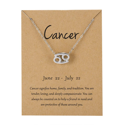 12 Horoscope Silver Color Pendant Necklace for Men Women Taurus Aries Leo Pisces Virgo 12 Constellations Jewelry Holiday Gifts