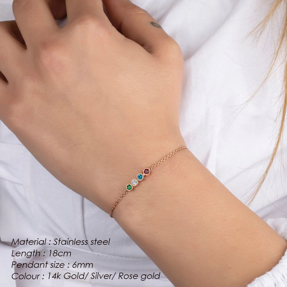 eManco DIY Zircon Birthstone Bracelet Personalized Matching Bracelets 12 Zodiac Sign Gifts Party Gifts