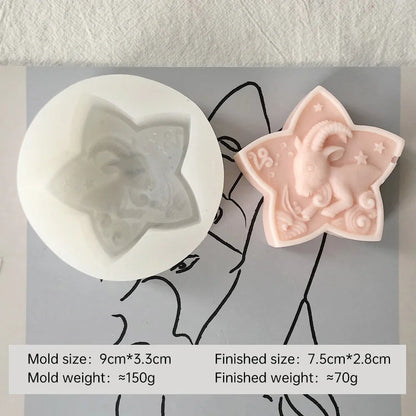 Twelve Horoscope Scented Candle Silicone Mold DIY Pentagram Constellation Aries Leo Gypsum Resin Handmade Soap Mould