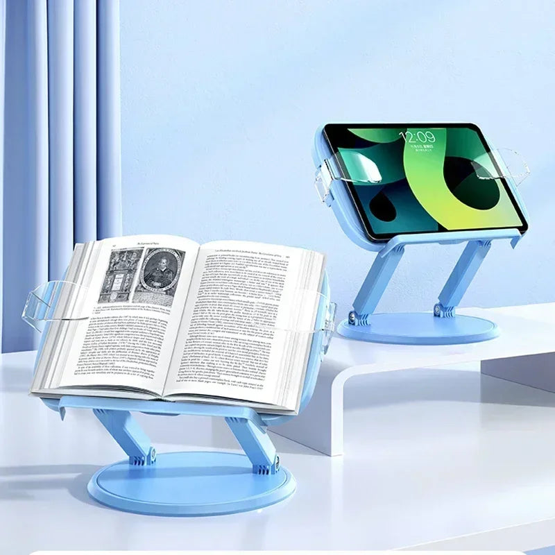 Reading Rack Multifunctional Adjustable 360 ° Rotatable Students Bookcase Folding Book Stand Bookshelf Desktop Book Holder