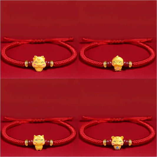 12 Constellation Zodiac Sign Adjustable Couple Bracelet Lucky Red Rope Charm Animal Pendant Bracelet for Women Men Birthday Gift