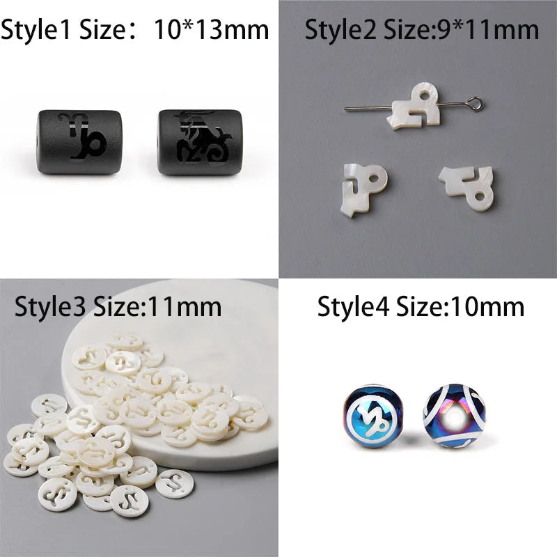 10PCS/lot 12 Constellation Horoscope Charms Beads 12 Zodiac Signs Multistyle Beads for DIY Couples Bracelets Jewelry Making
