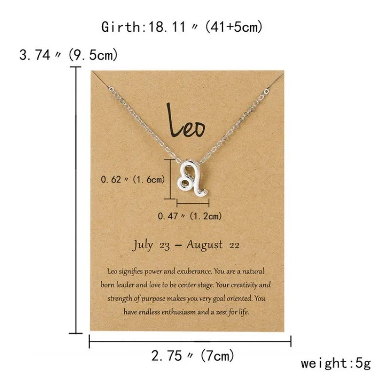 12 Horoscope Silver Color Pendant Necklace for Men Women Taurus Aries Leo Pisces Virgo 12 Constellations Jewelry Holiday Gifts