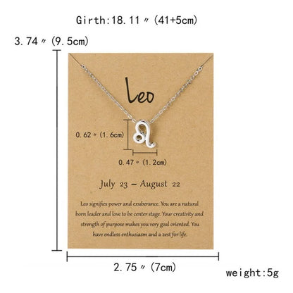 12 Horoscope Silver Color Pendant Necklace for Men Women Taurus Aries Leo Pisces Virgo 12 Constellations Jewelry Holiday Gifts