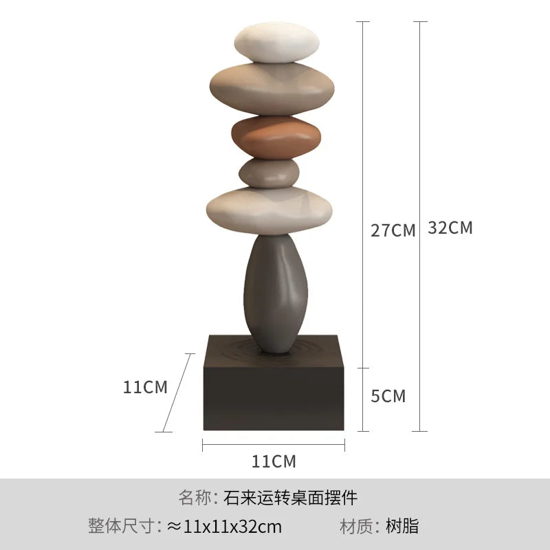 Feng Shui Stone Resin Sculpture, Modern Art Stone Carving Model, Desktop Decoration, Home Garden Decoration Crafts, Gifts