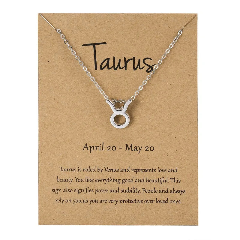 12 Horoscope Silver Color Pendant Necklace for Men Women Taurus Aries Leo Pisces Virgo 12 Constellations Jewelry Holiday Gifts