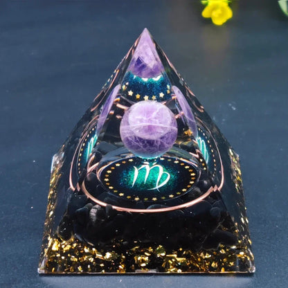 12 Zodiacs Orgone Pyramid 5cm Horoscope Healing Natural Crystal Stone Chakra Reiki Orgonite Gemstones Birthday Constellation