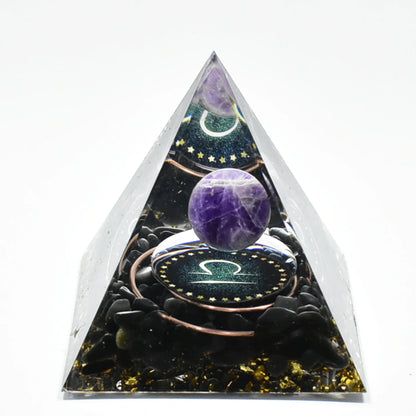 12 Zodiacs Orgone Pyramid 5cm Horoscope Healing Natural Crystal Stone Chakra Reiki Orgonite Gemstones Birthday Constellation