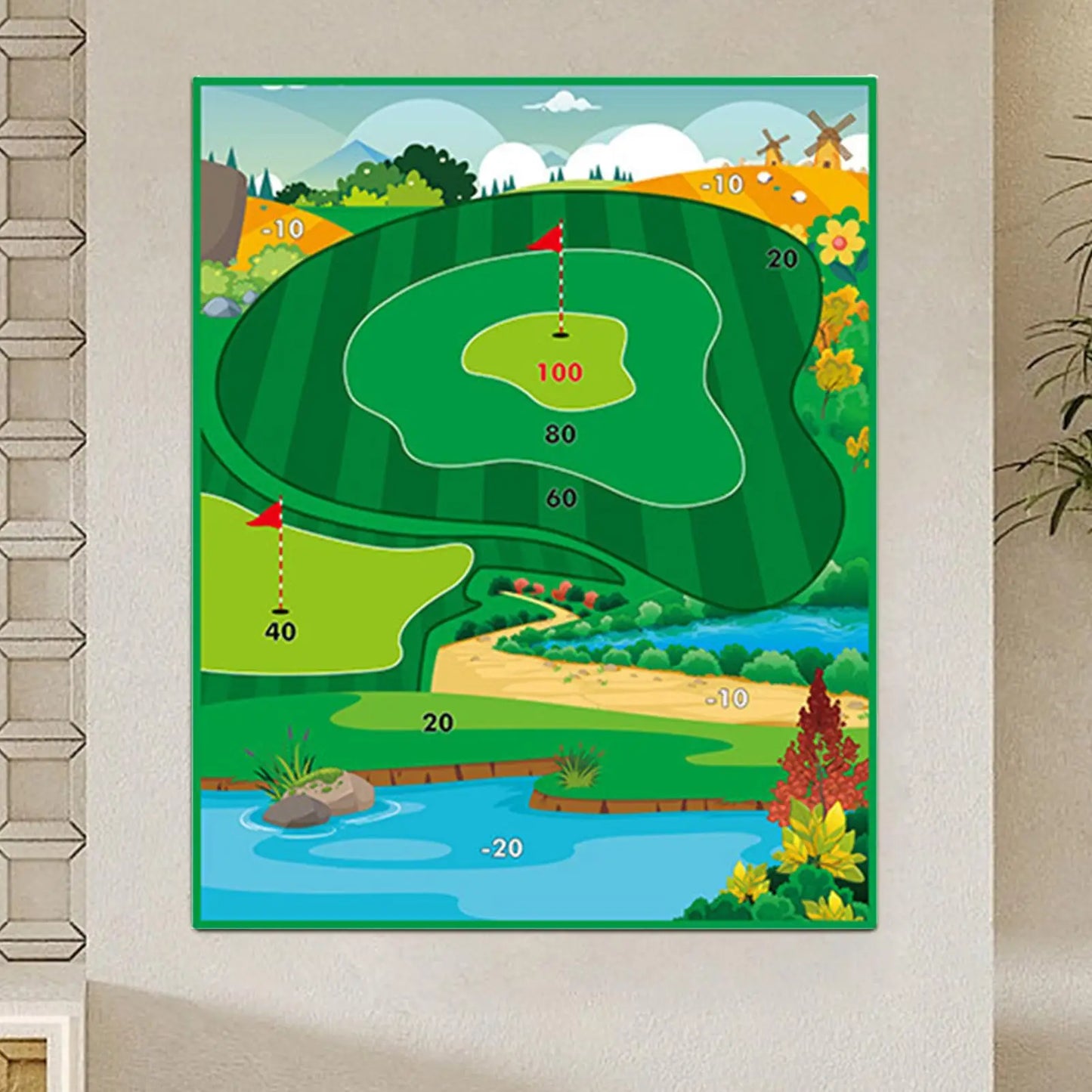 Golf Chipping Game Golf Chipping Battle Game With Hitting Mat Sticky Practice Mat With Club Putting Green Training Equipment For