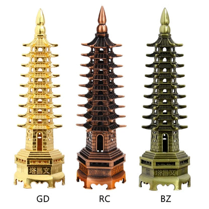 Feng Shui 9-Levels Alloy 3D Model Chinese Wenchang Pagoda Tower Crafts Statue Souvenir Home Decoration Metal Handicraft