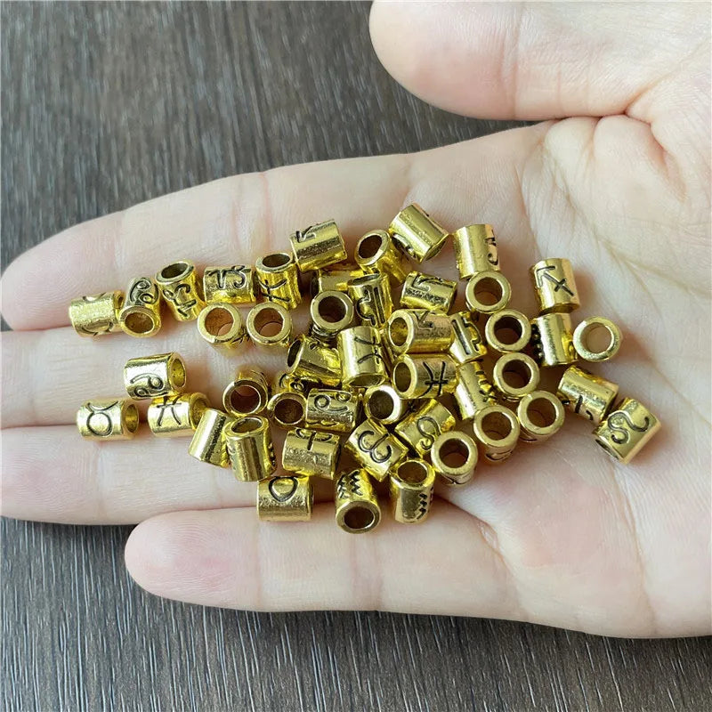50-100pcs/lot 6*7mm Mixed Zodiac Constellation Sign Beads Charms Spacer Loose Beads For Jewelry Making Accessories DIY Bracelet