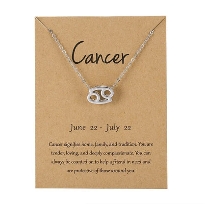 12 Horoscope Silver Color Pendant Necklace for Men Women Taurus Aries Leo Pisces Virgo 12 Constellations Jewelry Holiday Gifts