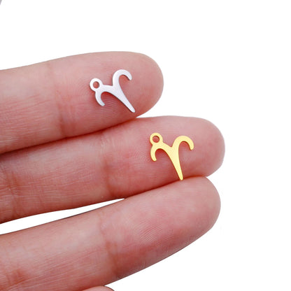 12pcs/lot 9.5*9.5mm Mirror Polished Stainless Steel Zodiac Charms Constellations Charms For DIY Bracelet Making