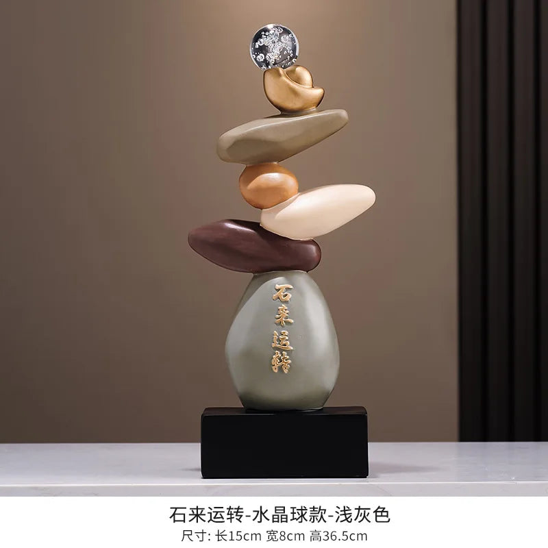 Feng Shui Stone Resin Sculpture, Modern Art Stone Carving Model, Desktop Decoration, Home Garden Decoration Crafts, Gifts
