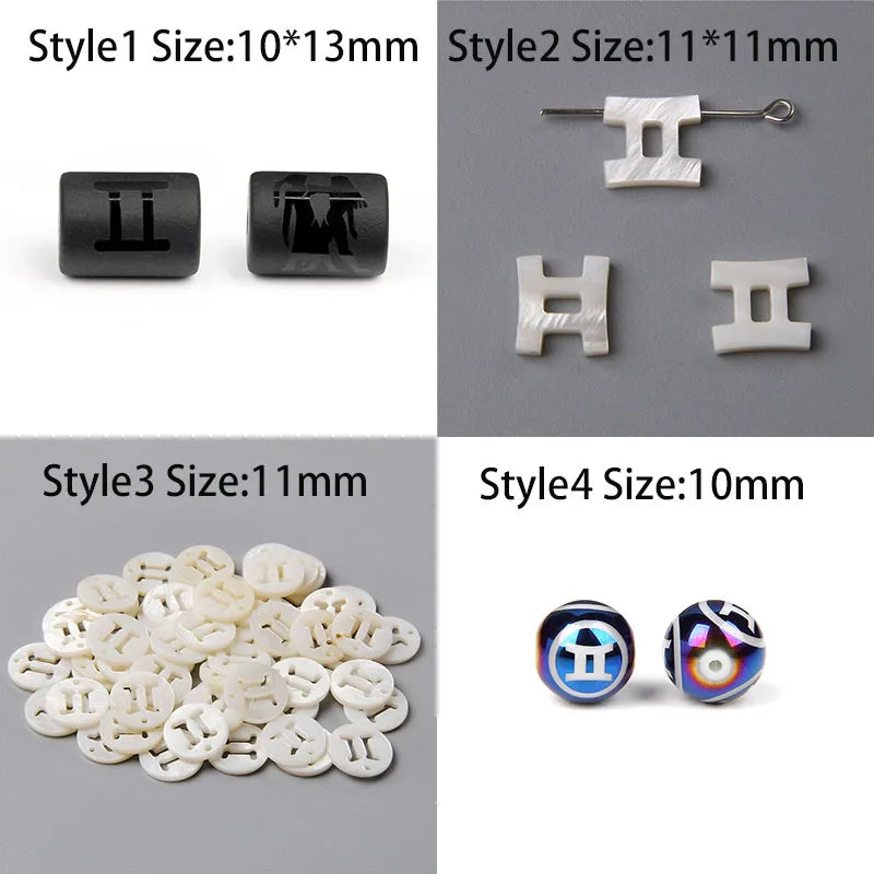 10PCS/lot 12 Constellation Horoscope Charms Beads 12 Zodiac Signs Multistyle Beads for DIY Couples Bracelets Jewelry Making