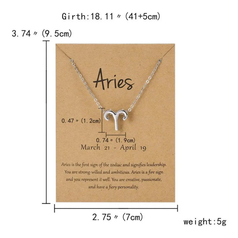 12 Horoscope Silver Color Pendant Necklace for Men Women Taurus Aries Leo Pisces Virgo 12 Constellations Jewelry Holiday Gifts