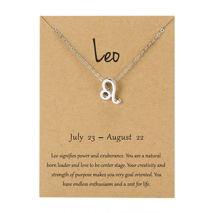 12 Horoscope Silver Color Pendant Necklace for Men Women Taurus Aries Leo Pisces Virgo 12 Constellations Jewelry Holiday Gifts