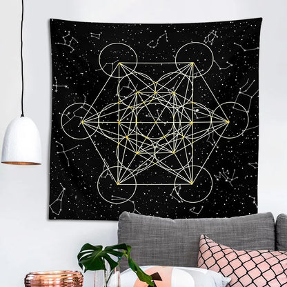 Tarot Tapestry Zodiac Tarot Tablecloth Black Scarf Altar cloth tarot cloth tarot deck Boho Witchcraft Home Dorm Decor art poster