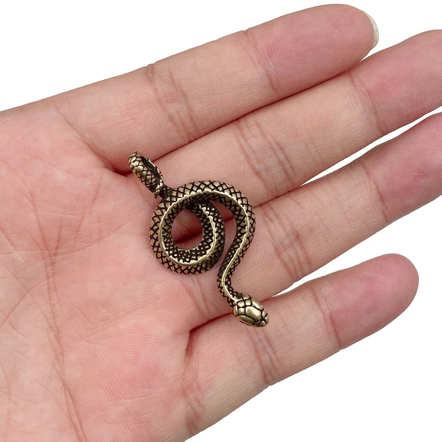 Copper Snake Vintage Handmade Brass Cobra Key Foddle Pure Zodiac Disc Belt Hanging Car Key Foot Pendant