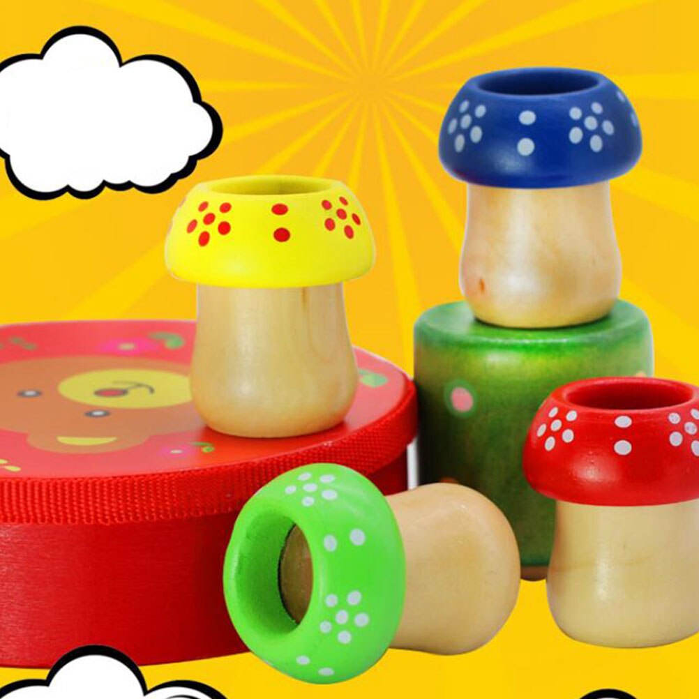 4 PCS Funny Kaleidoscope Educational Toy Wooden Mushroom Kids Outdoor Playset Children Bee Eye Toys