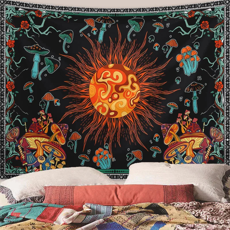 1pcS75*58cm Sun Moon Horoscope Divination Printed Tapestry Home DecorTapestry Wall Decor